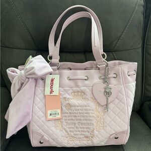 Juicy Couture Lilac Mist Quilted Tote Bag with Bow Accent